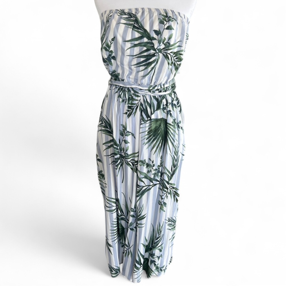 Vici Palm Print Strapless Jumpsuit Small